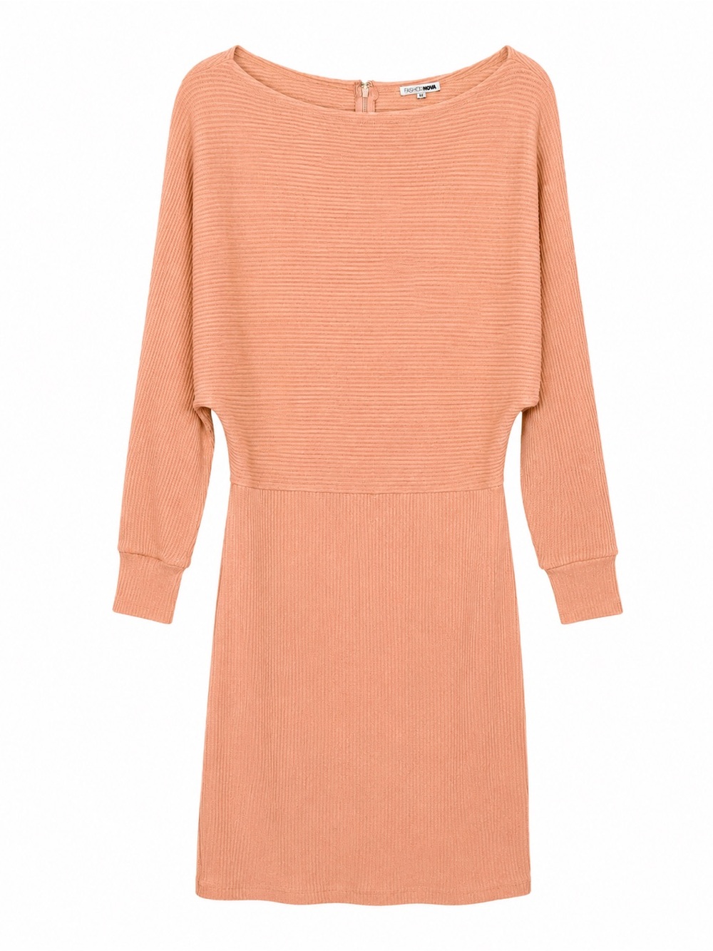 Fashion Nova Ribbed Peach Long Sleeve Knit Dress